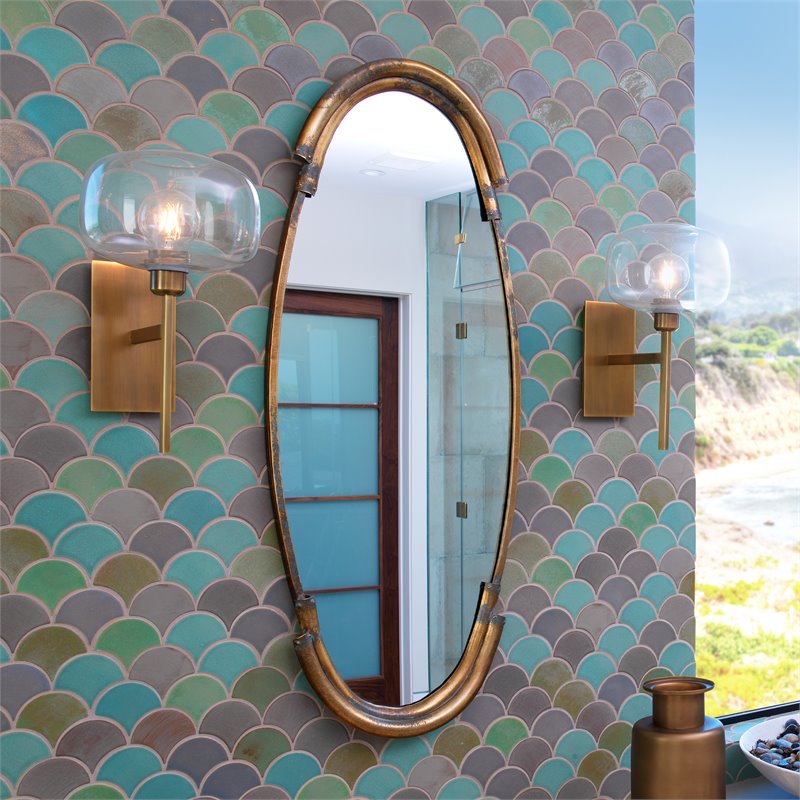 J&D Designs Co Margaux Contemporary Metal Mirror in Antique Brass