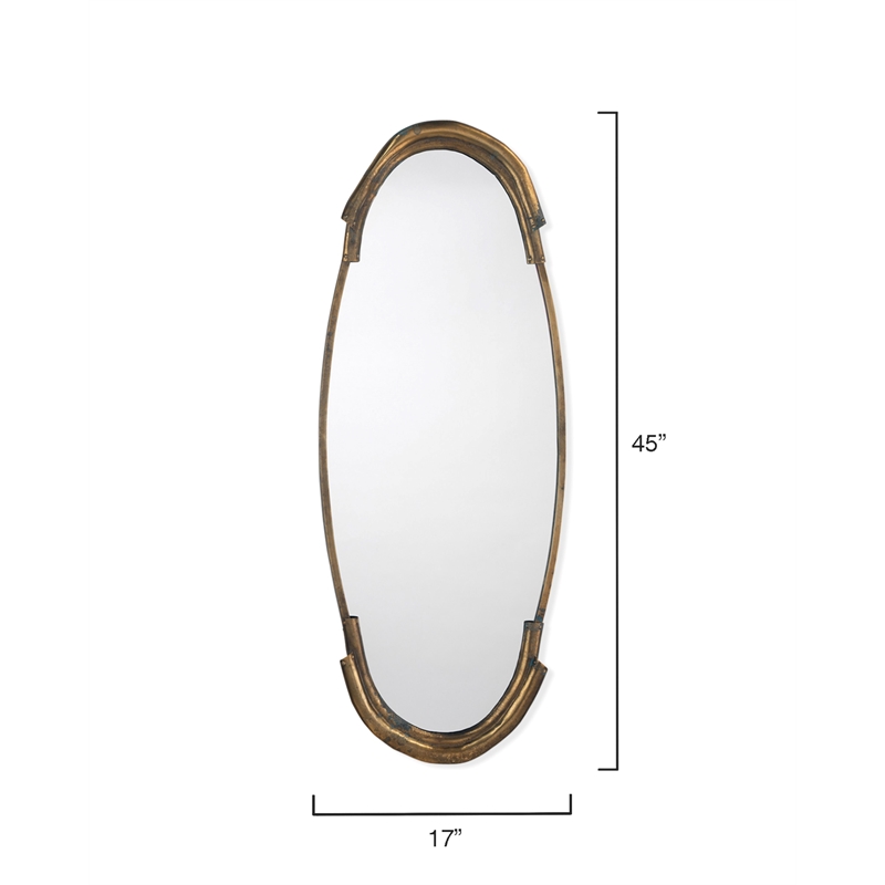 J&D Designs Co Margaux Contemporary Metal Mirror in Antique Brass