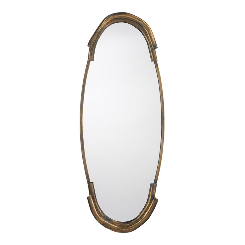 J&D Designs Co Margaux Contemporary Metal Mirror in Antique Brass