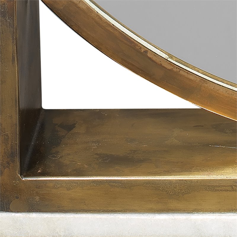 J&D Designs Co Odyssey Contemporary Metal Standing Mirror in Antique Brass