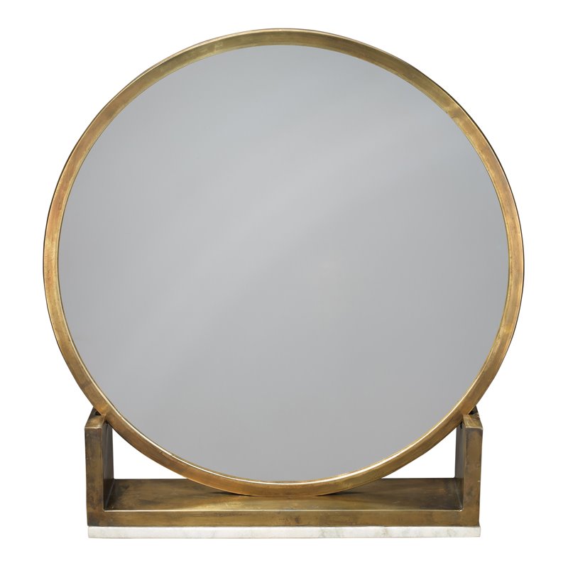 J&D Designs Co Odyssey Contemporary Metal Standing Mirror in Antique Brass