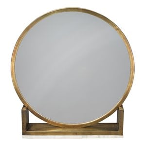 J&D Designs Co Odyssey Contemporary Metal Standing Mirror in Antique Brass