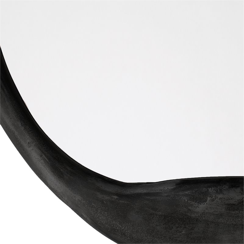 J&D Designs Co Organic Round Contemporary Metal Mirror in Black