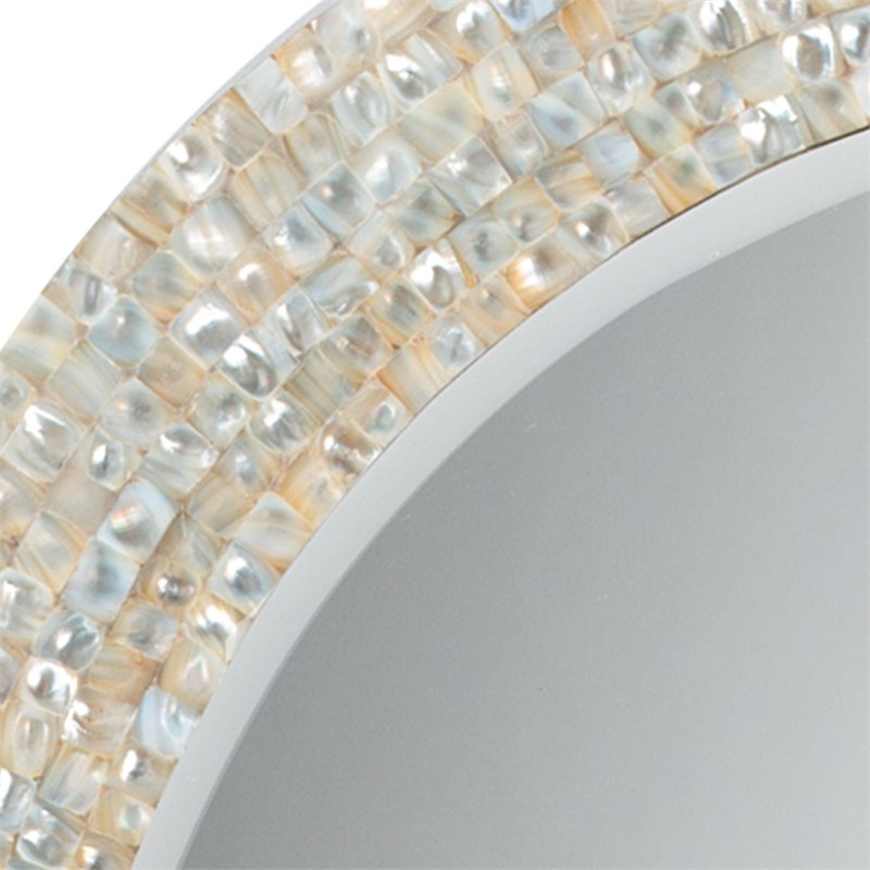 J&D Designs Co Large Oval Coastal Mop & Glass Mirror in White/Mother of Pearl