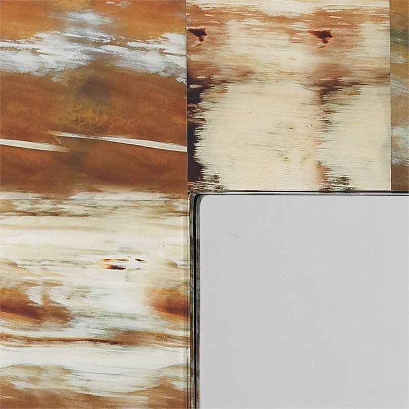 J&D Designs Co Medium Rectangle Modern Faux Horn and Glass Mirror in Natural