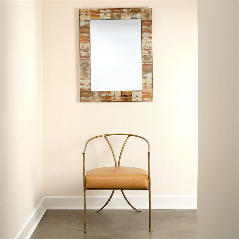 J&D Designs Co Medium Rectangle Modern Faux Horn and Glass Mirror in Natural