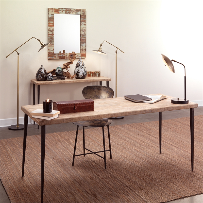 J&D Designs Co Medium Rectangle Modern Faux Horn and Glass Mirror in Natural