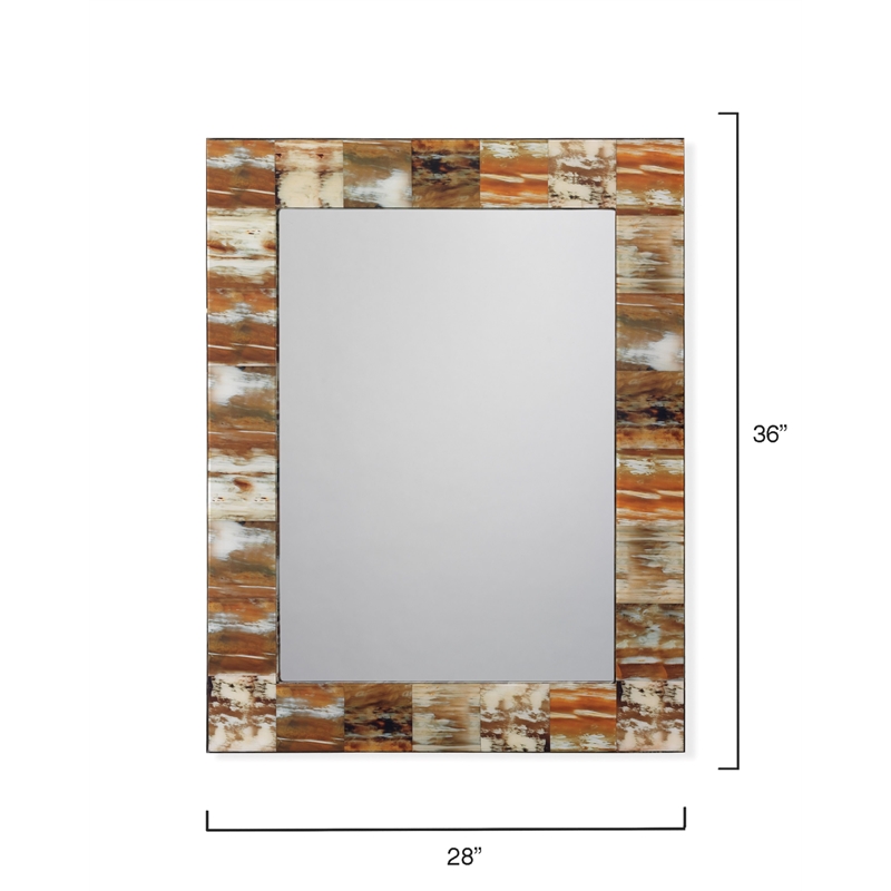 J&D Designs Co Medium Rectangle Modern Faux Horn and Glass Mirror in Natural