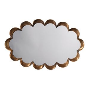 J&D Designs Co Scalloped Modern Metal Mirror in Antique Brass