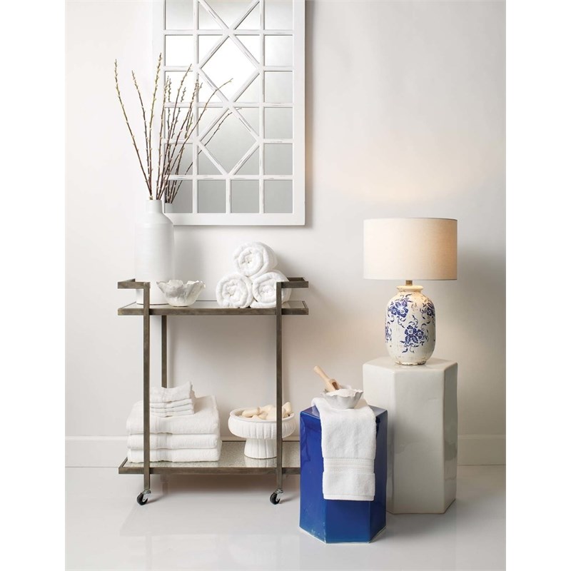 J&D Designs Virginia Rectangle Wood Wall Mirror in Distressed White