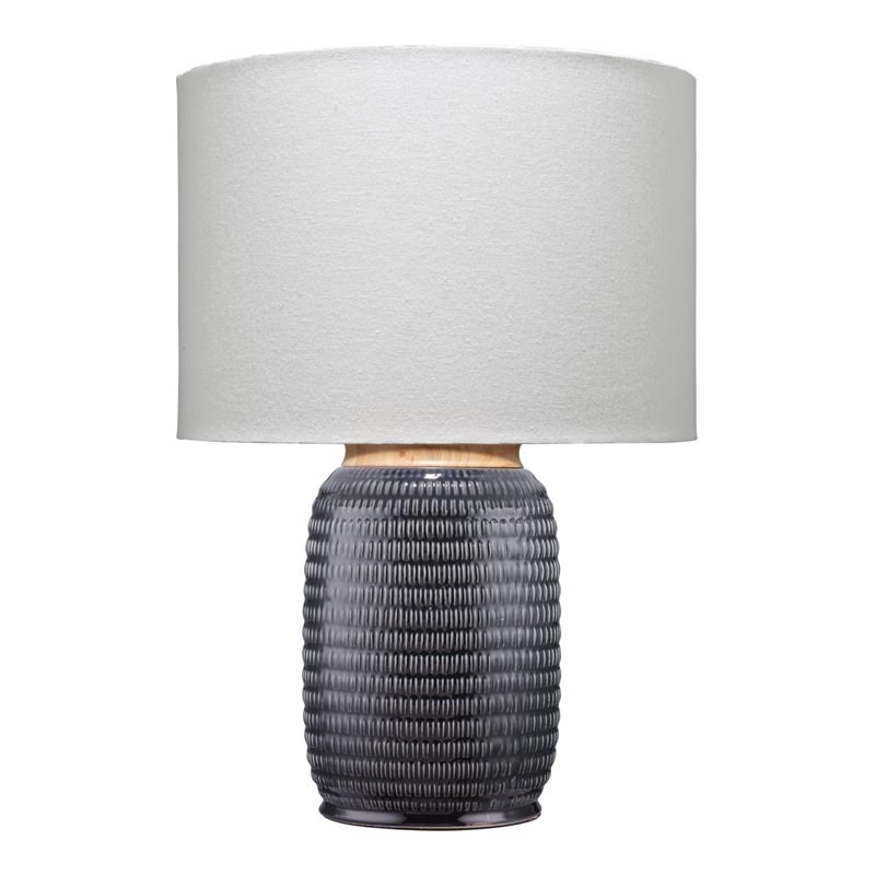 J&D Designs Graham Ceramic Table Lamp with Linen Shade in White