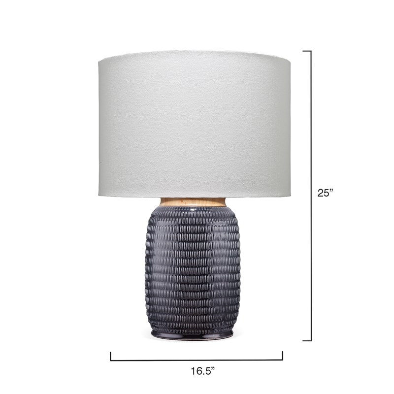 J&D Designs Graham Ceramic Table Lamp with Linen Shade in White