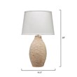 J&D Designs Coastal Fabric Table Lamp with Tapered Shade in White Rope Finish