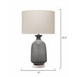 J&D Designs Transitional Glass Table Lamp with Linen Shade in Frosted Gray/Cream