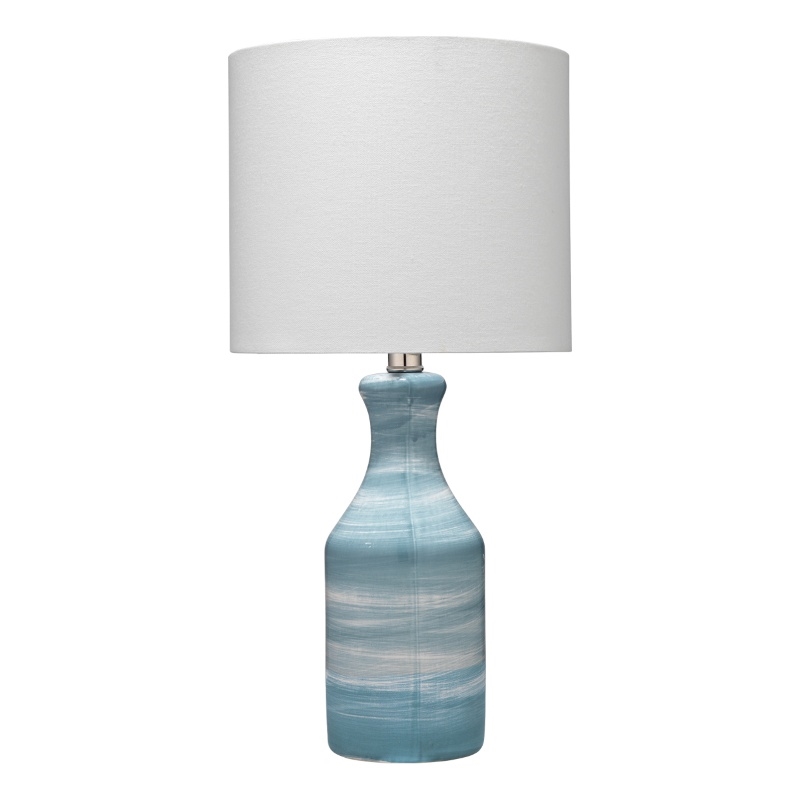J&D Designs Bungalow 1-Light Transitional Ceramic Table Lamp in Blue/White