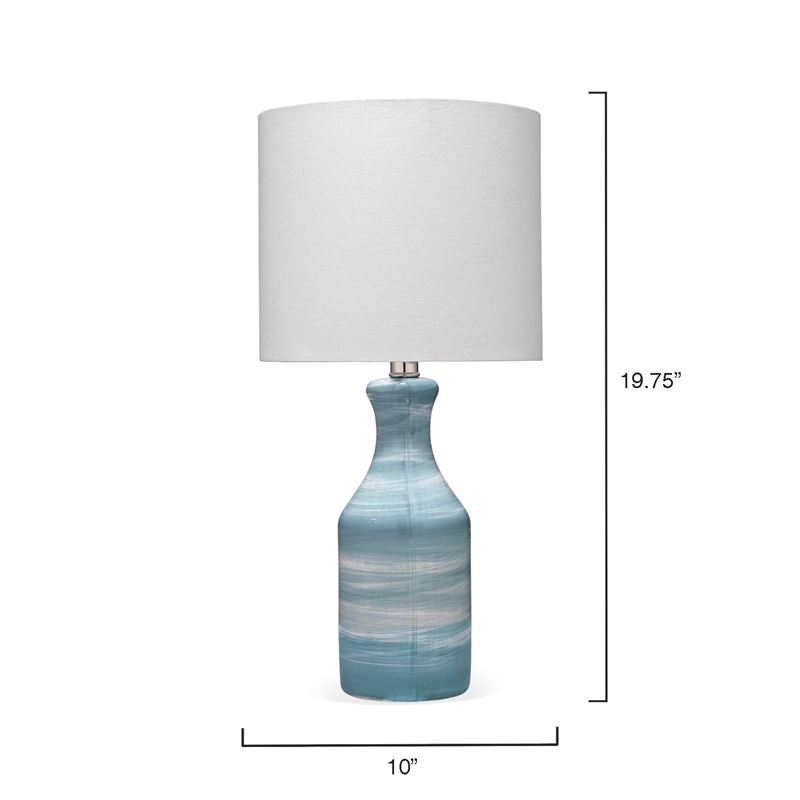 J&D Designs Bungalow 1-Light Transitional Ceramic Table Lamp in Blue/White