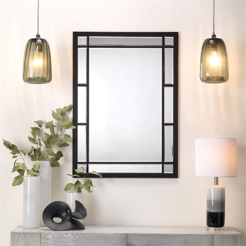 J&D Designs Chelsea Metal Extremely Versatile Grid Mirror in Matte Black
