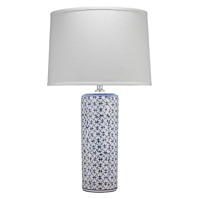 J&D Designs Vivian Transitional Ceramic & Linen Table Lamp in Blue/White