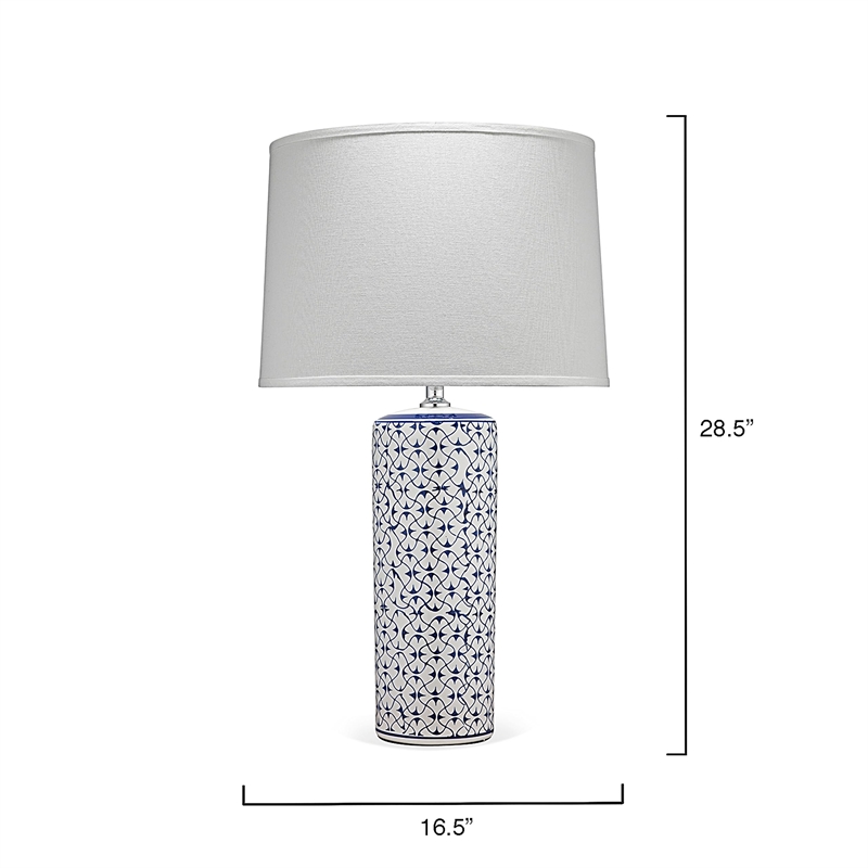 J&D Designs Vivian Transitional Ceramic & Linen Table Lamp in Blue/White