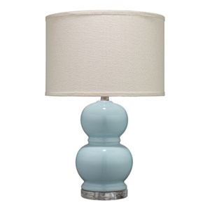 J&D Designs Bubble Transitional Glass Table Lamp with Linen Shade in Blue