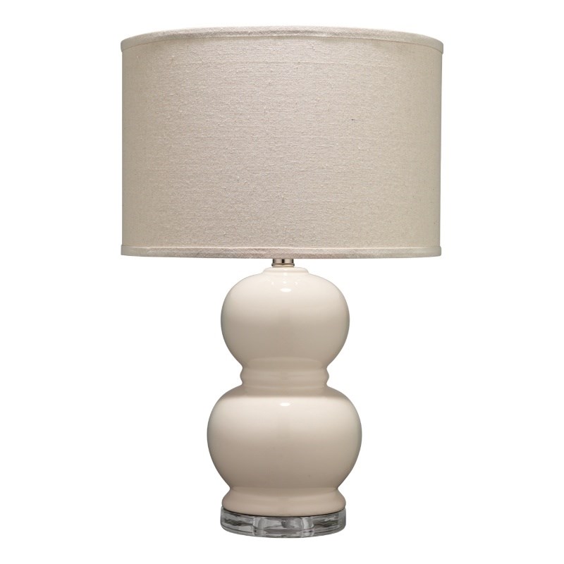 J&D Designs Bubble Transitional Glass Table Lamp with Linen Shade in Cream