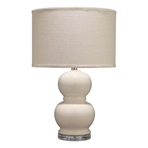 J&D Designs Bubble Transitional Glass Table Lamp with Linen Shade in Cream