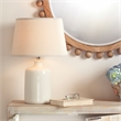J&D Designs Transitional Glass Jar Table Lamp with Tapered Shade in Cream