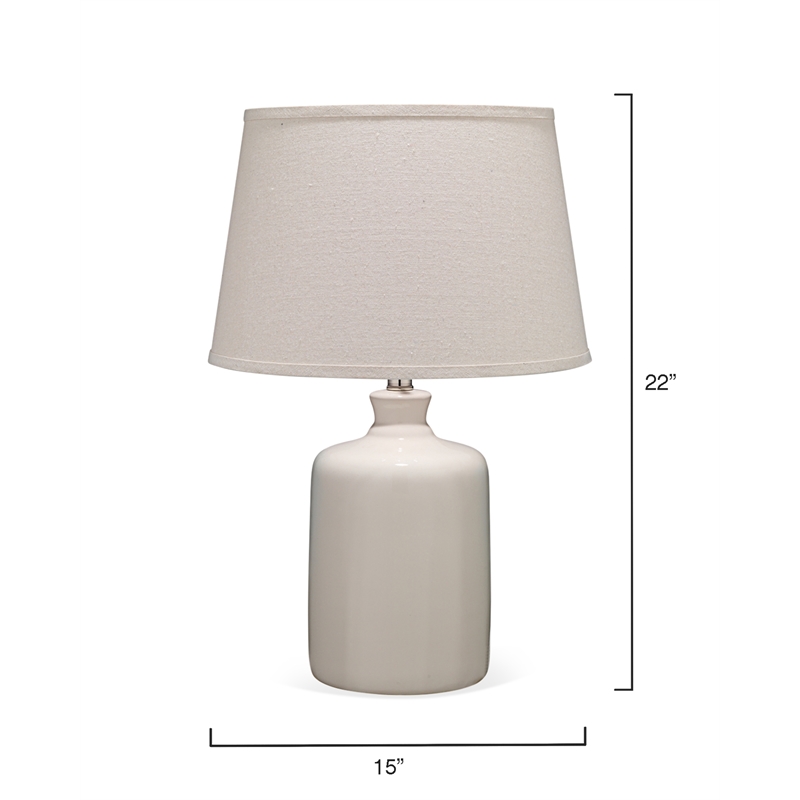 J&D Designs Transitional Glass Jar Table Lamp with Tapered Shade in Cream