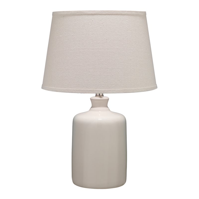 J&D Designs Transitional Glass Jar Table Lamp with Tapered Shade in Cream