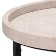 J&D Designs Maddox Faux Leather & Iron Nesting Tables in Cream (Set of 3)