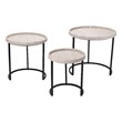 J&D Designs Maddox Faux Leather & Iron Nesting Tables in Cream (Set of 3)