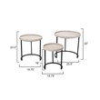 J&D Designs Maddox Faux Leather & Iron Nesting Tables in Cream (Set of 3)