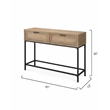 J&D Designs Reed 2-Drawer Coastal Wood & Iron Console Table in Brown/Black