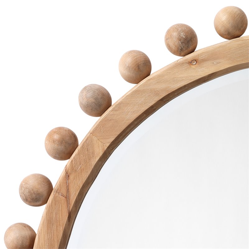 J&D Designs Brighton Beveled Transitional Fir Wood Mirror in Natural