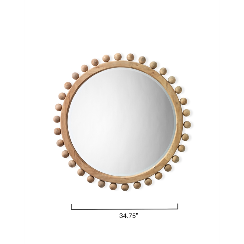 J&D Designs Brighton Beveled Transitional Fir Wood Mirror in Natural