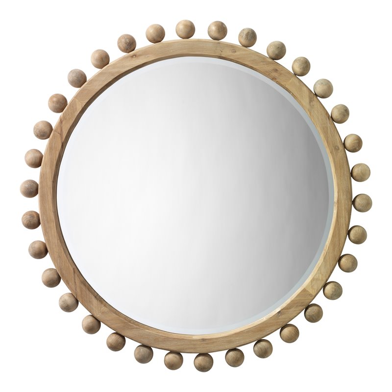 J&D Designs Brighton Beveled Transitional Fir Wood Mirror in Natural