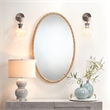 J&D Designs Oval Coastal Fabric Sparrow Braided Mirror in Natural Finish