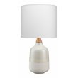 J&D Designs Alice Coastal Ceramic and Rubber Wood Table Lamp in Cream/Light Blue