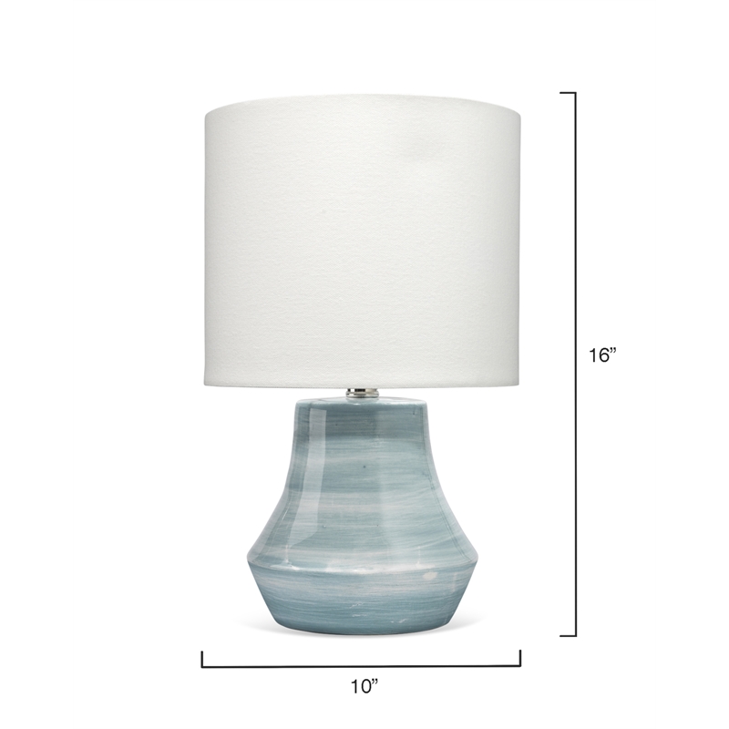 J&D Designs Cottage Transitional Ceramic & Linen Table Lamp in Blue/White