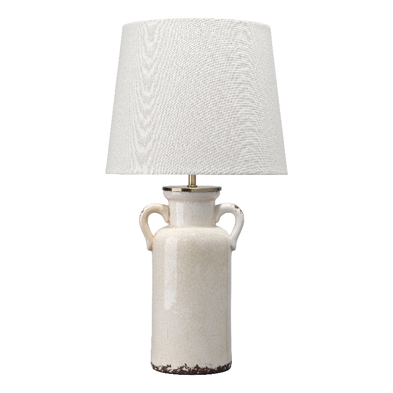 J&D Designs Piper Coastal 1-Light Ceramic & Linen Table Lamp in Cream/Off White