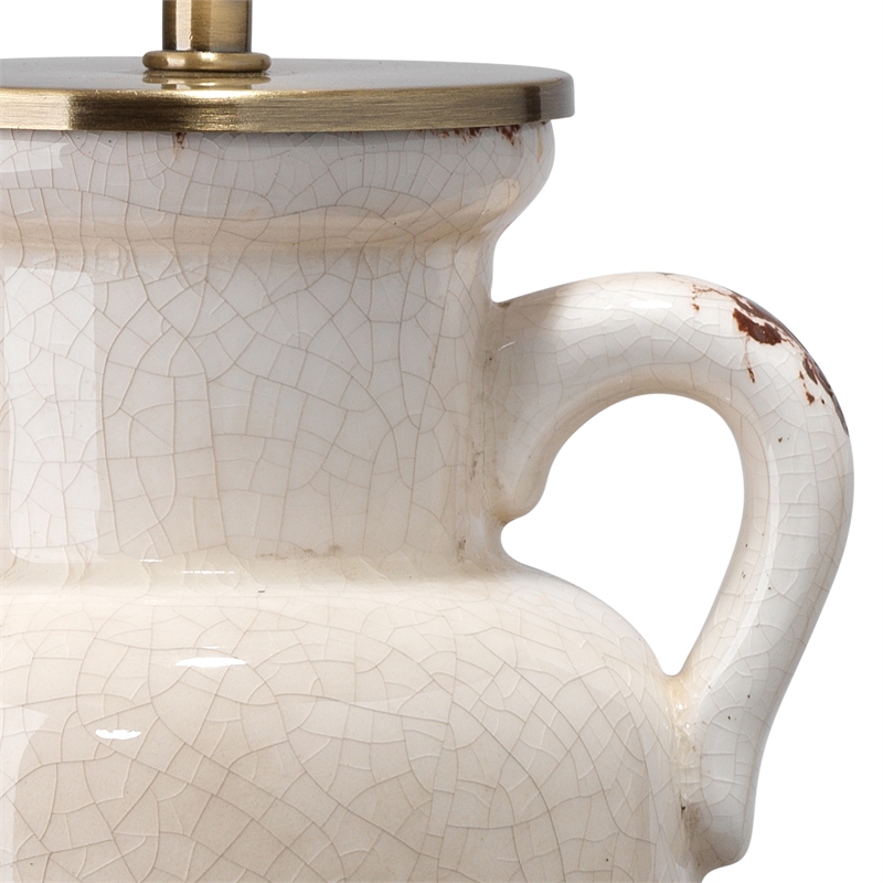 J&D Designs Piper Coastal 1-Light Ceramic & Linen Table Lamp in Cream/Off White