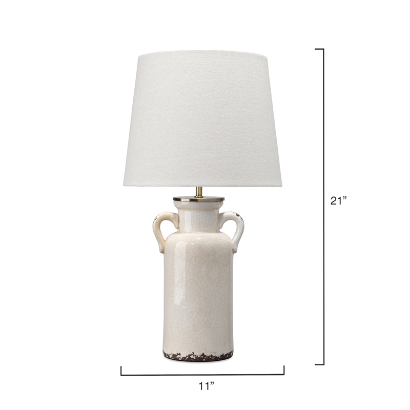 J&D Designs Piper Coastal 1-Light Ceramic & Linen Table Lamp in Cream/Off White