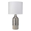 J&D Designs Varnish Ceramic Table Lamp with Linen Shade in Silver/Off White