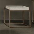 J&D Designs Jax Transitional Faux Leather & Iron Side Table in Cream/Champagne