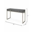 J&D Designs Kain 2-Drawer Faux Leather & Iron Console Table in Gray/Champagne