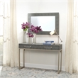 J&D Designs Kain 2-Drawer Faux Leather & Iron Console Table in Gray/Champagne