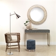 J&D Designs Kain 2-Drawer Faux Leather & Iron Console Table in Gray/Champagne