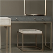 J&D Designs Kain 2-Drawer Faux Leather & Iron Console Table in Gray/Champagne