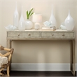 J&D Designs Kain 2-Drawer Faux Leather & Iron Console Table in Cream/Champagne