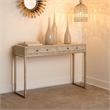 J&D Designs Kain 2-Drawer Faux Leather & Iron Console Table in Cream/Champagne